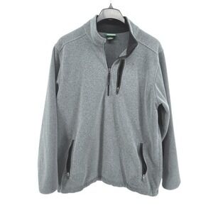 LL Bean Mens L-TALL Pre-Owned Fleece Quarter Zip Pullover Sweater Jacket Gray‎